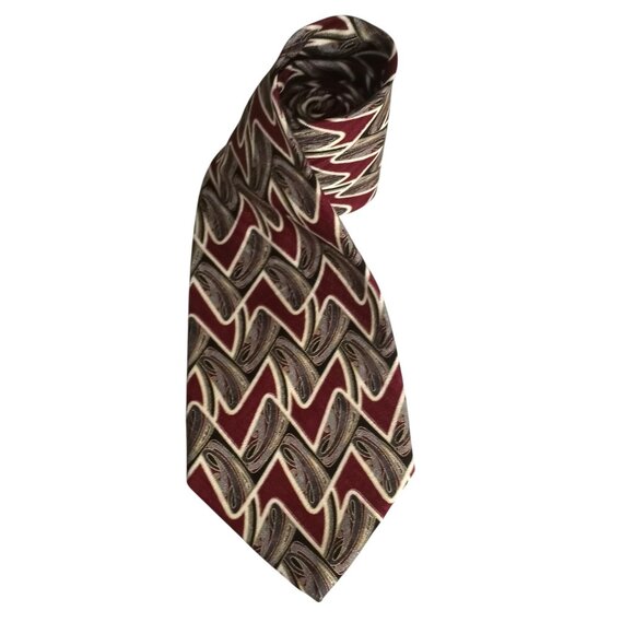 PAVIA Burgundy Blue Gray Abstract Jacquard 100% Silk Neck Tie Made in Italy - Picture 3 of 7